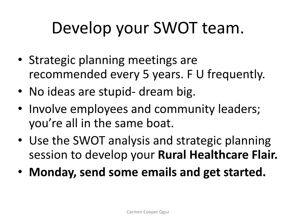 develop your swot team