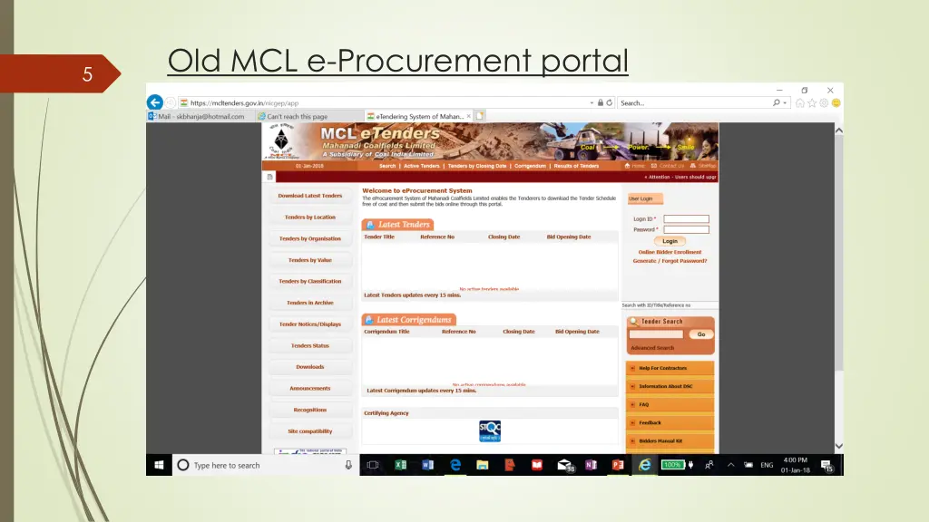 old mcl e procurement portal