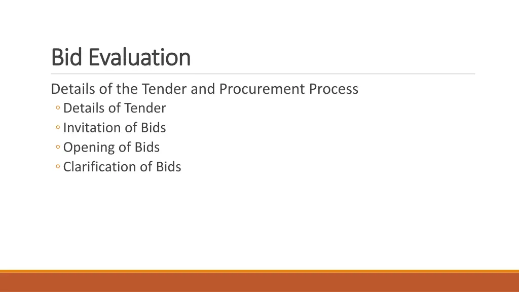 bid evaluation bid evaluation