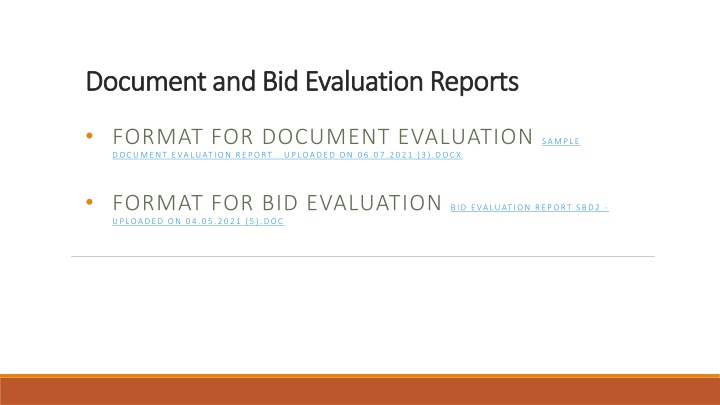 document and bid evaluation reports document