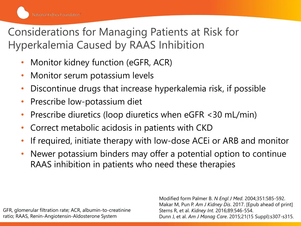 considerations for managing patients at risk