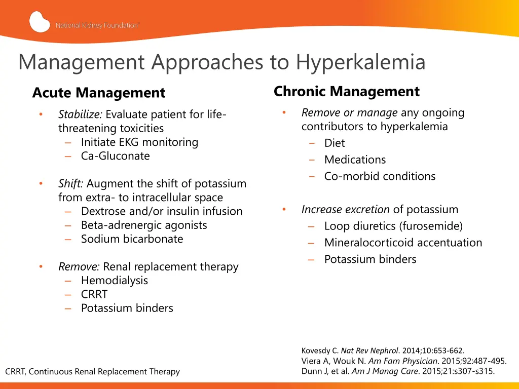 management approaches to hyperkalemia acute