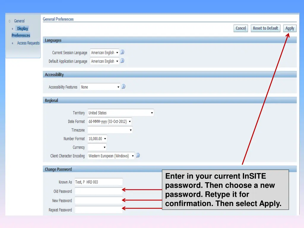 enter in your current insite password then choose