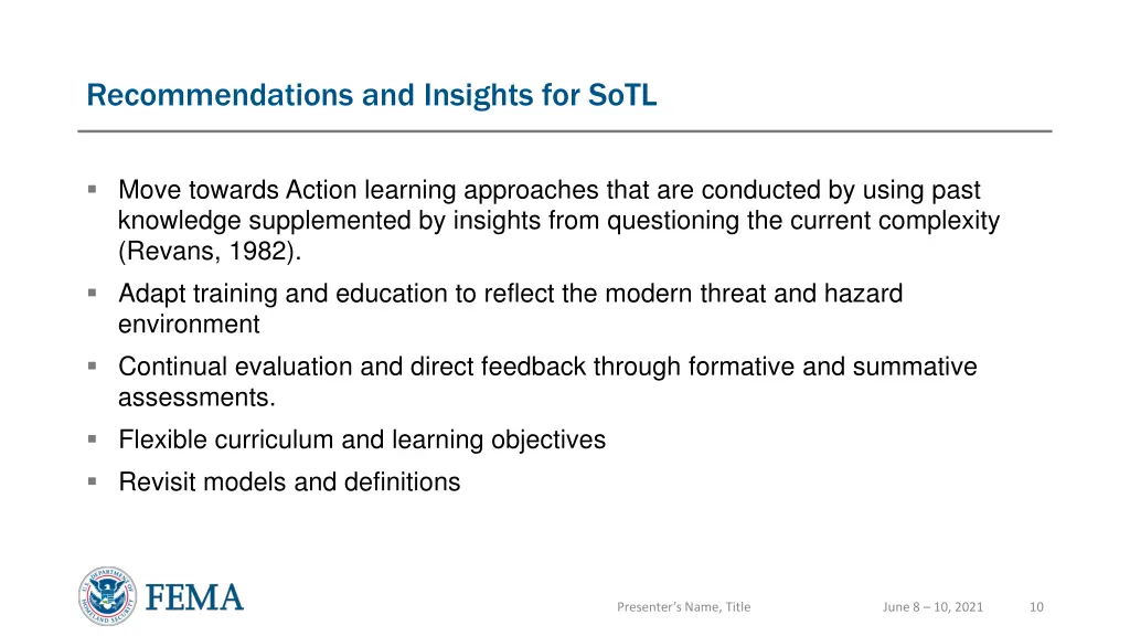 recommendations and insights for sotl