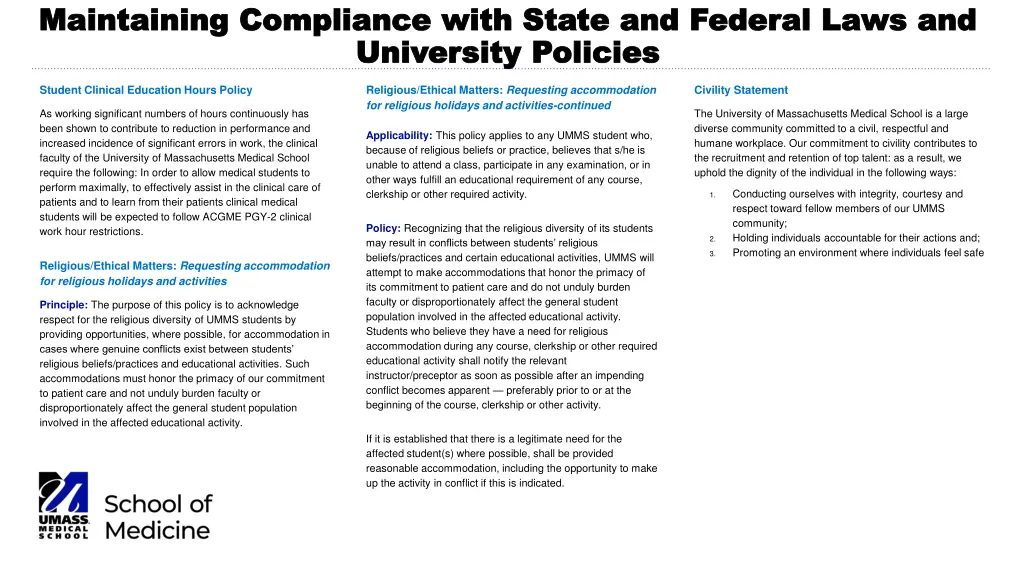 maintaining compliance with state and federal 1