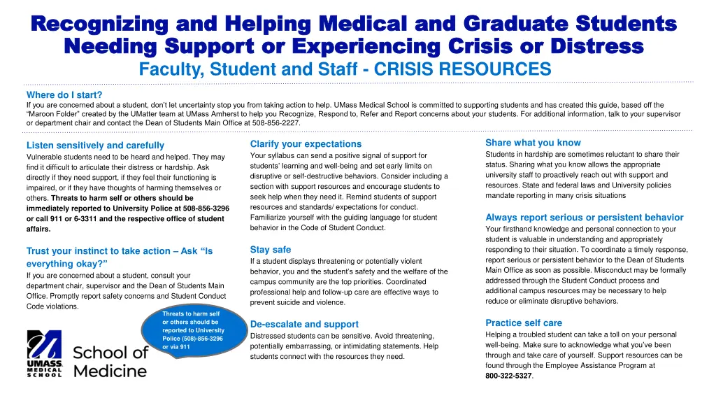 recognizing and helping medical and graduate