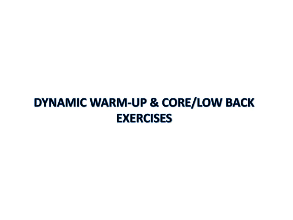 dynamic warm up core low back exercises