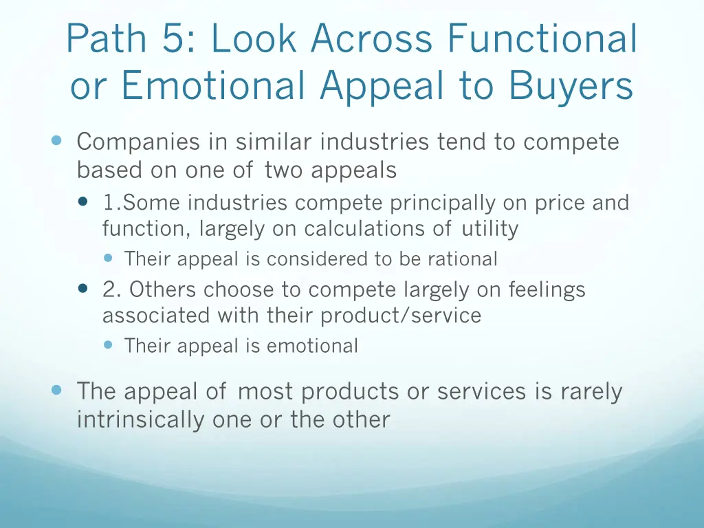 path 5 look across functional or emotional appeal