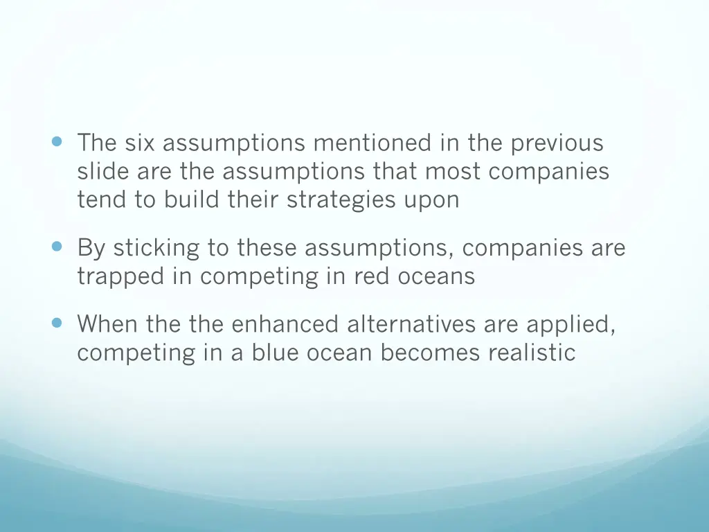 the six assumptions mentioned in the previous