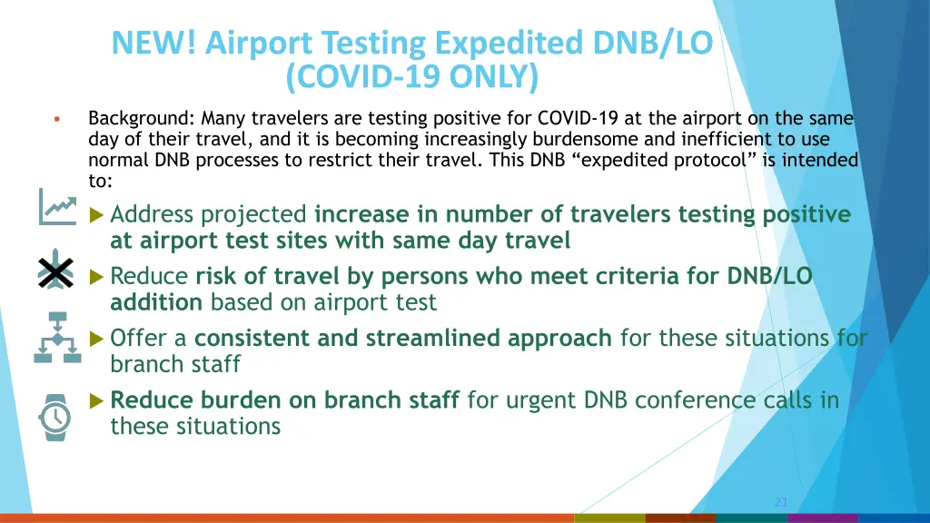 new airport testing expedited dnb lo covid