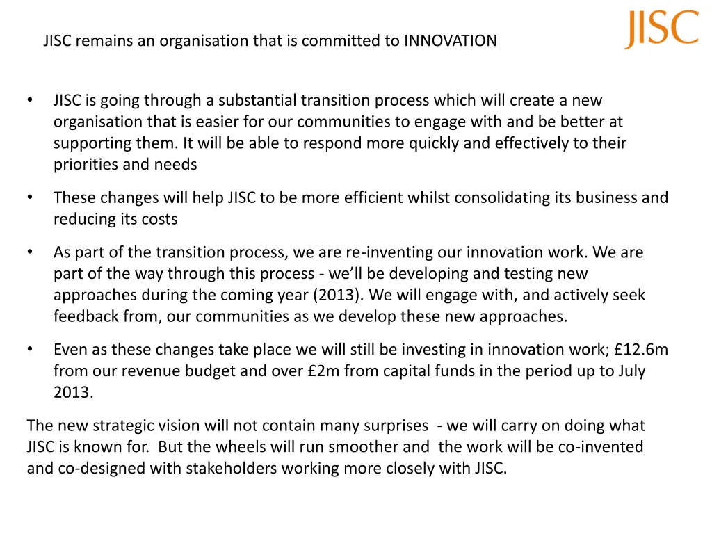 jisc remains an organisation that is committed