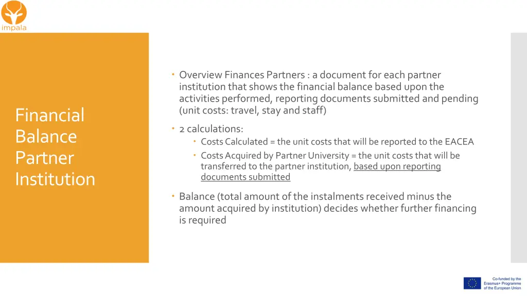 overview finances partners a document for each