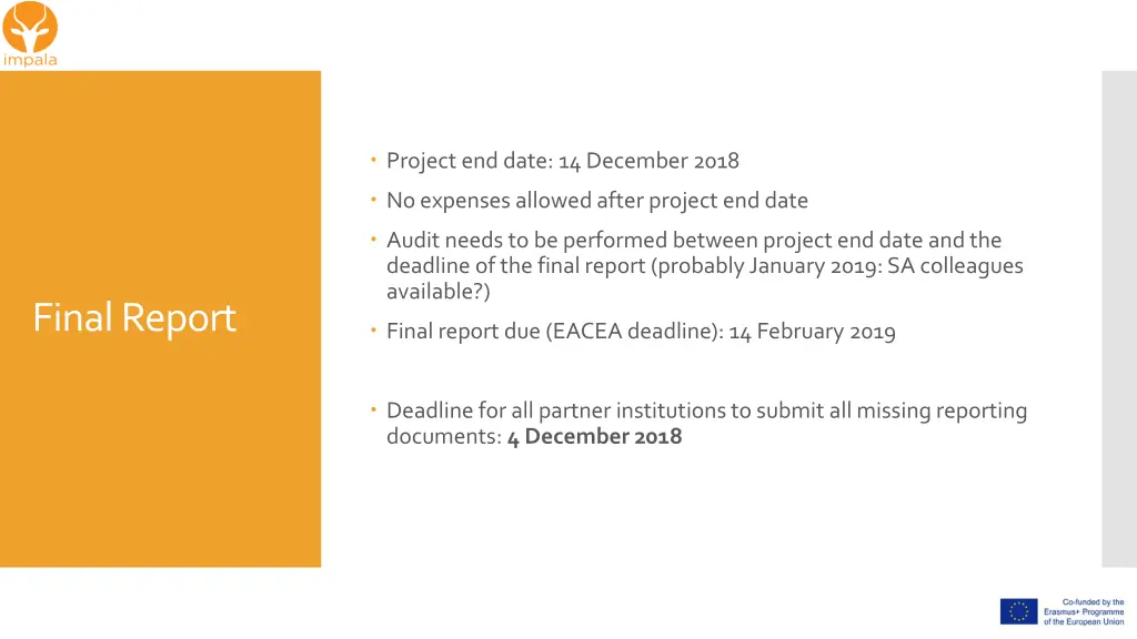 project end date 14 december 2018