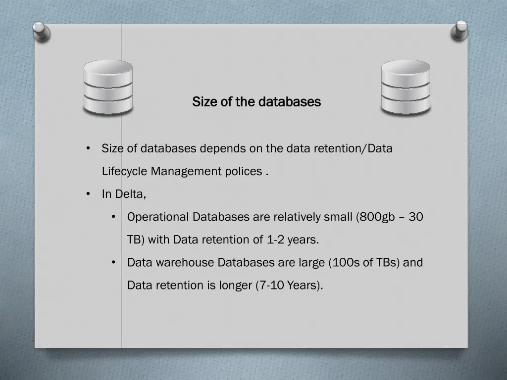 size of the size of the databases