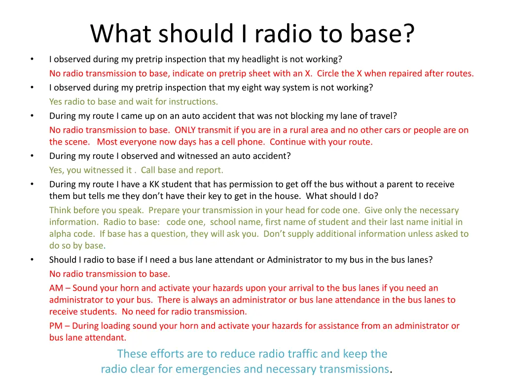 what should i radio to base