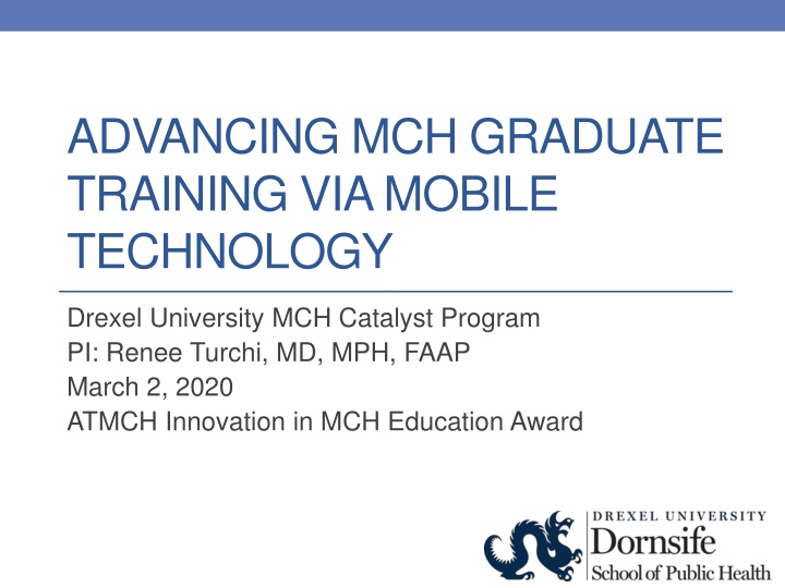 advancing mch graduate training via mobile