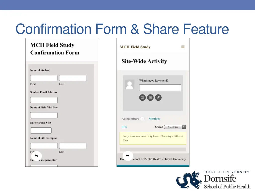 confirmation form share feature