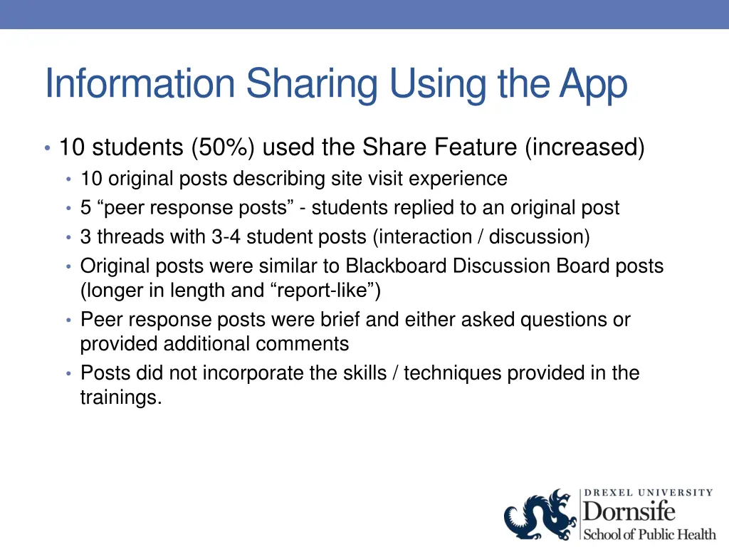 information sharing using the app