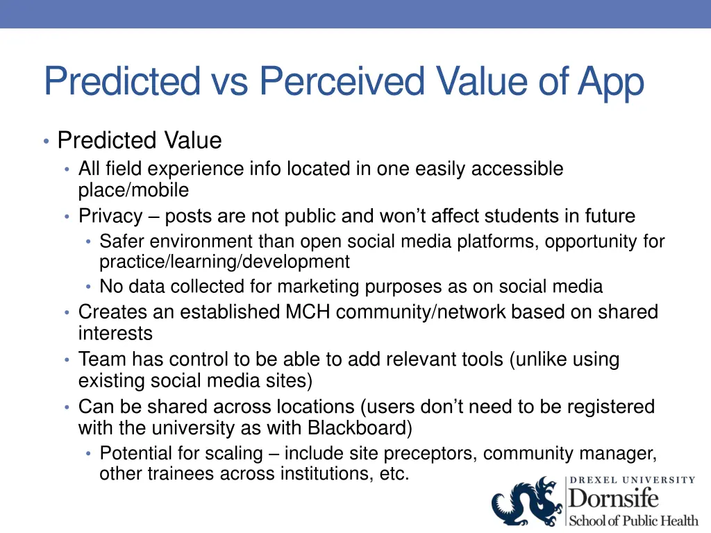 predicted vs perceived value of app