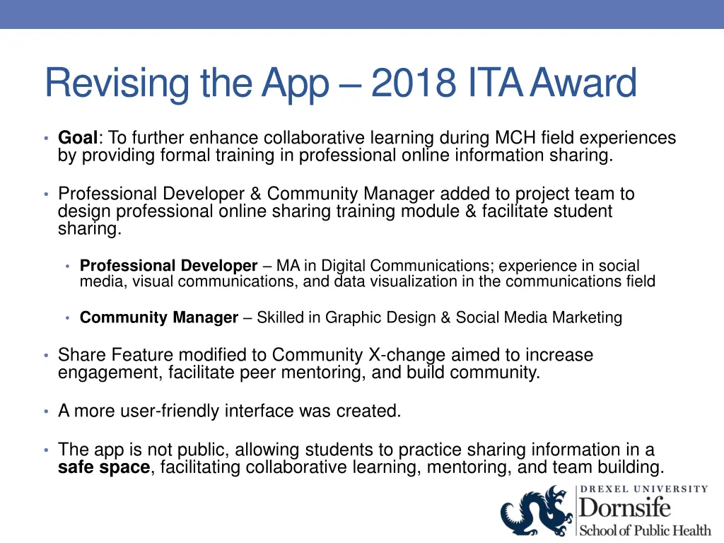 revising the app 2018 ita award