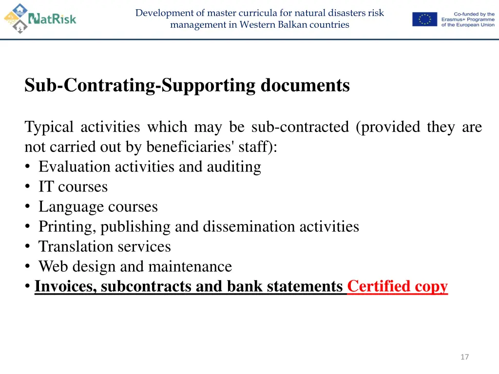 development of master curricula for natural 16