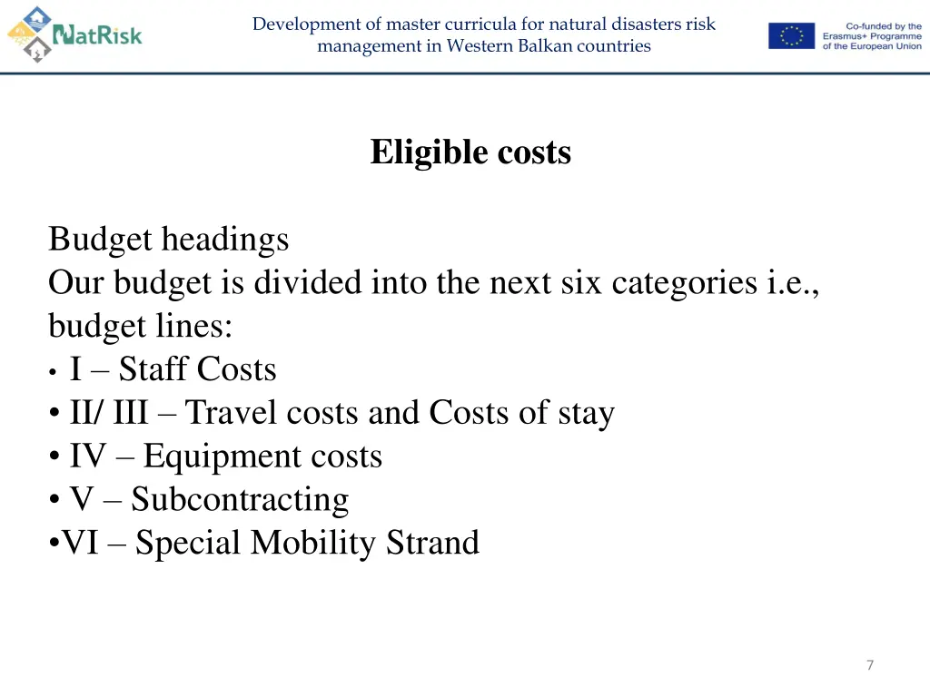 development of master curricula for natural 6