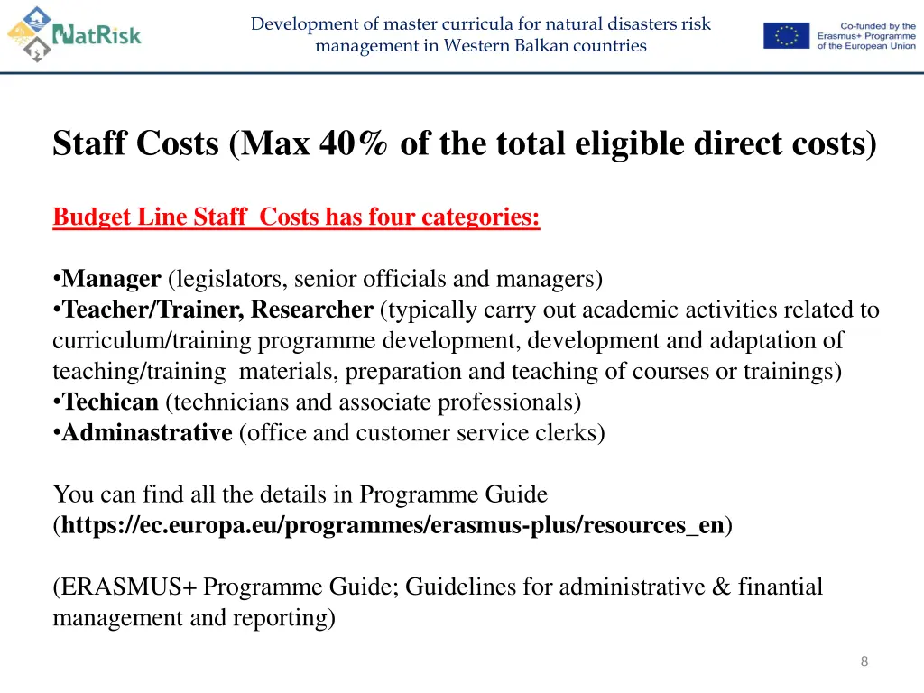 development of master curricula for natural 7