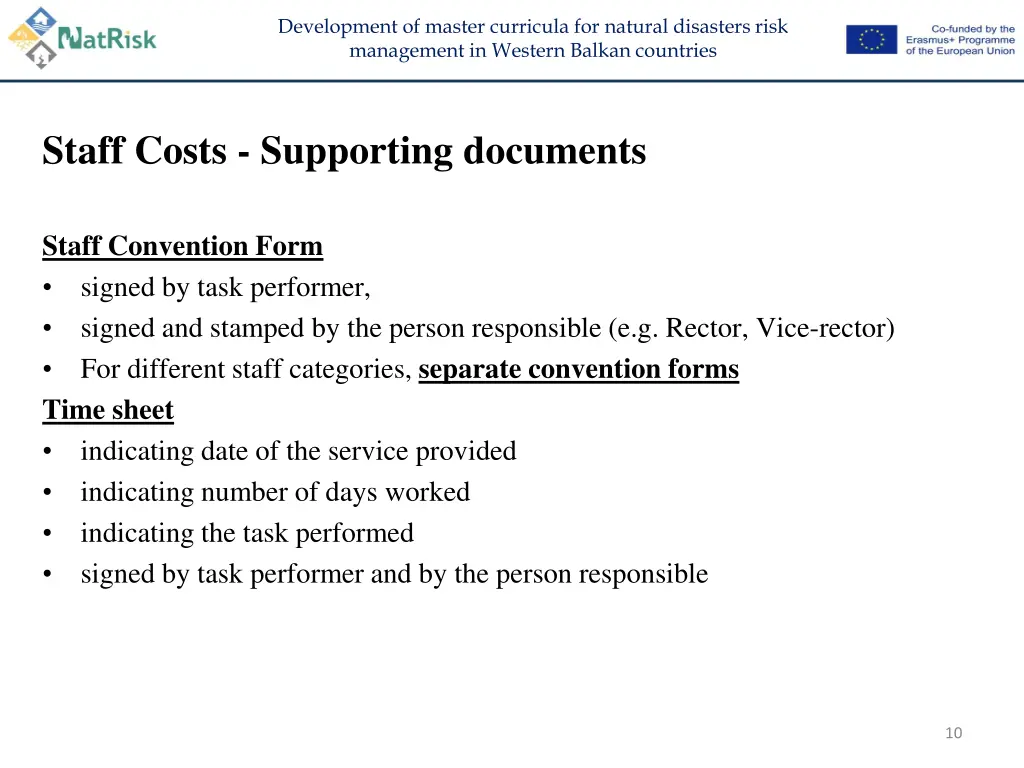 development of master curricula for natural 9