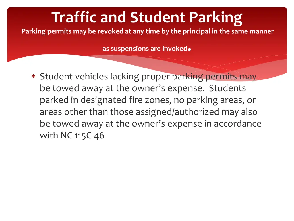 traffic and student parking parking permits