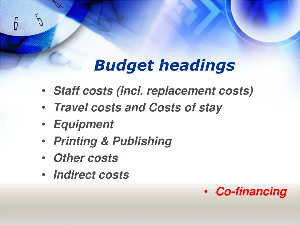 budget headings