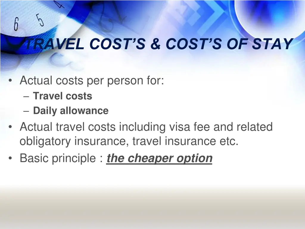 travel cost s cost s of stay