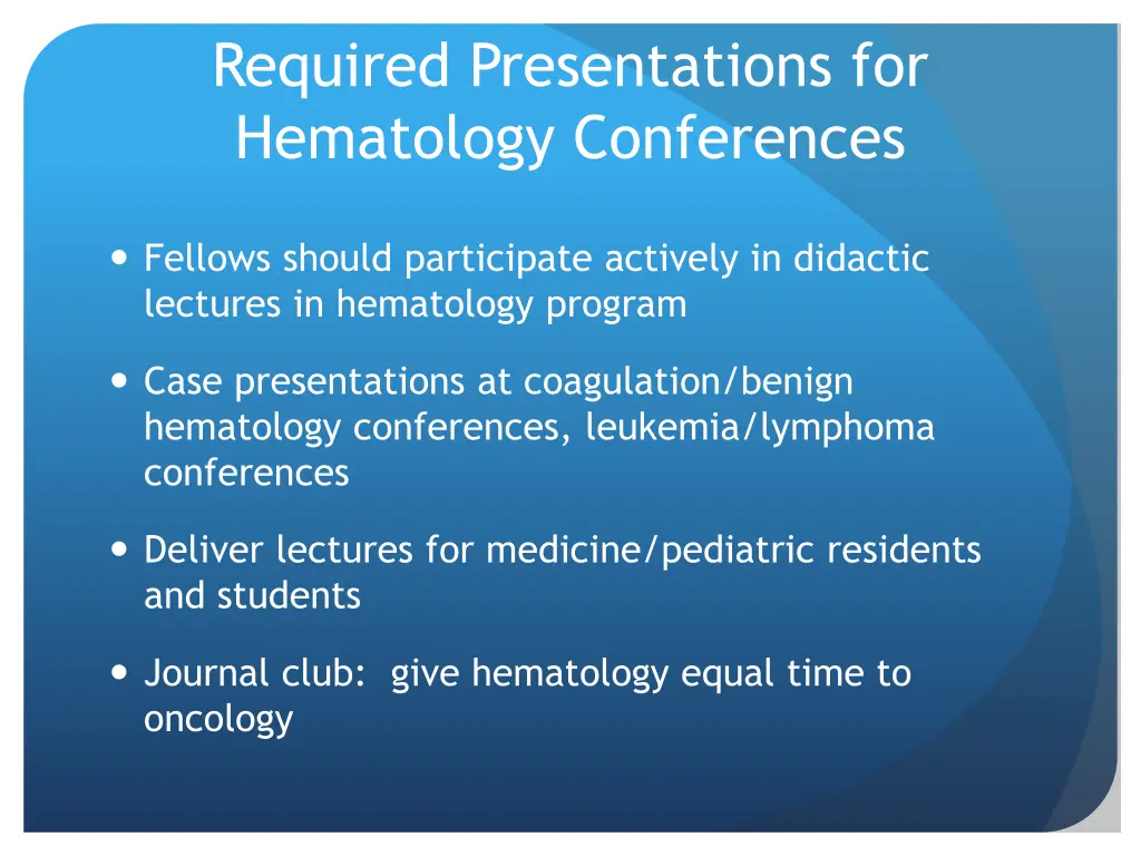 required presentations for hematology conferences