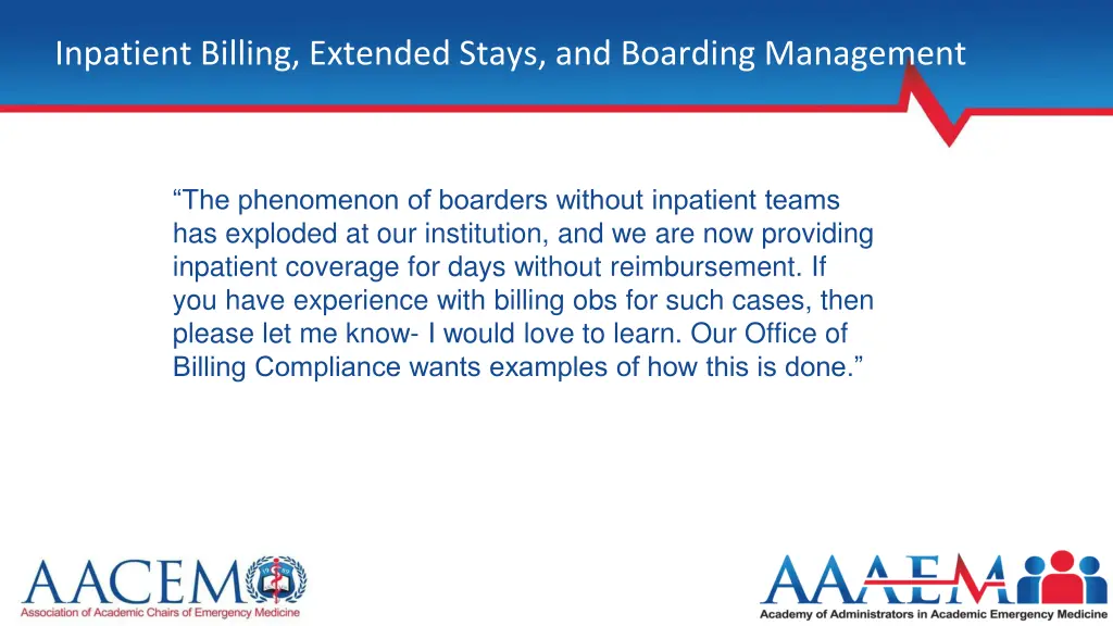 inpatient billing extended stays and boarding