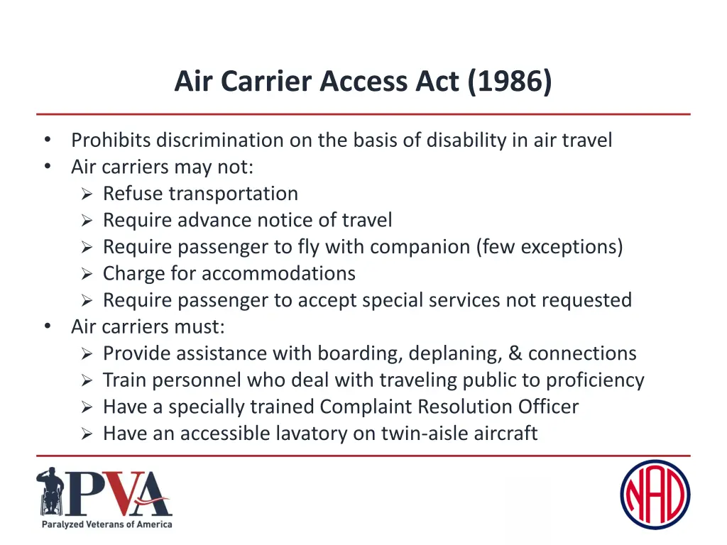 air carrier access act 1986