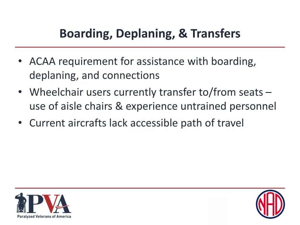 boarding deplaning transfers