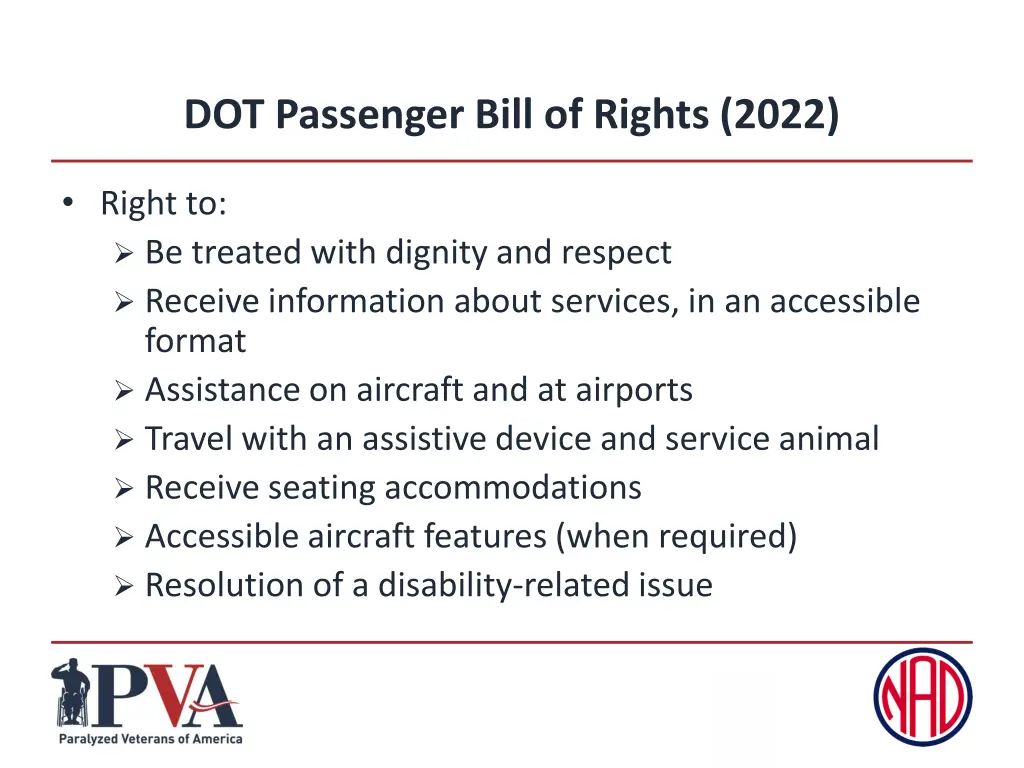 dot passenger bill of rights 2022