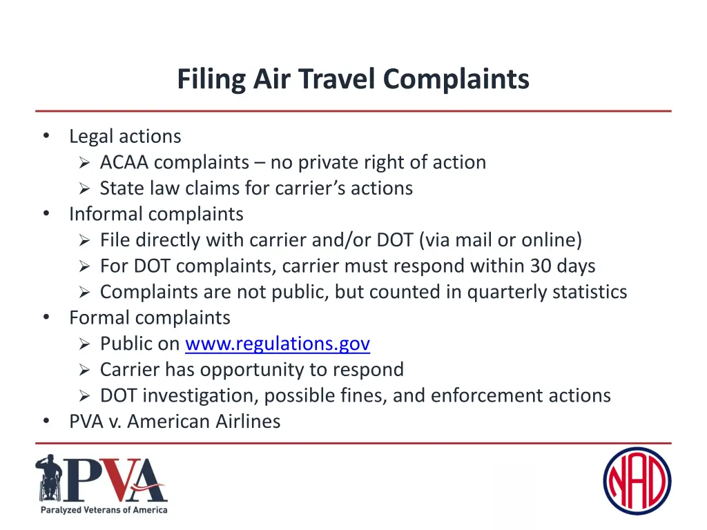 filing air travel complaints