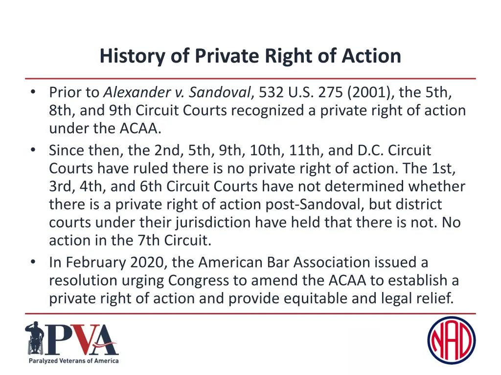 history of private right of action