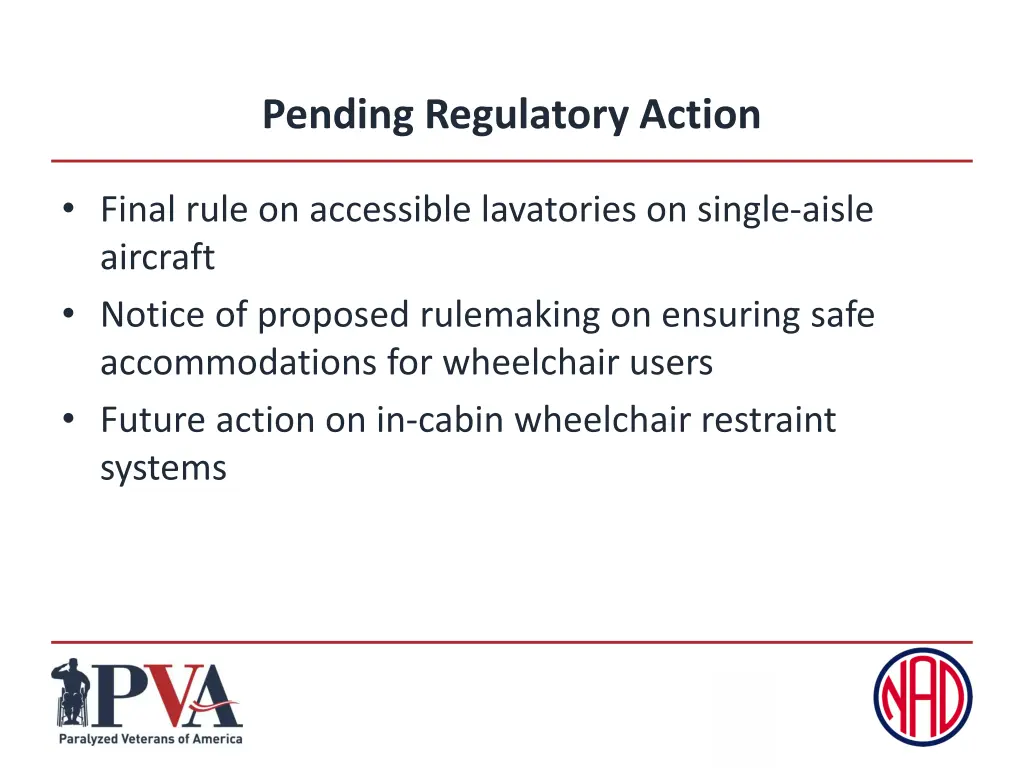 pending regulatory action