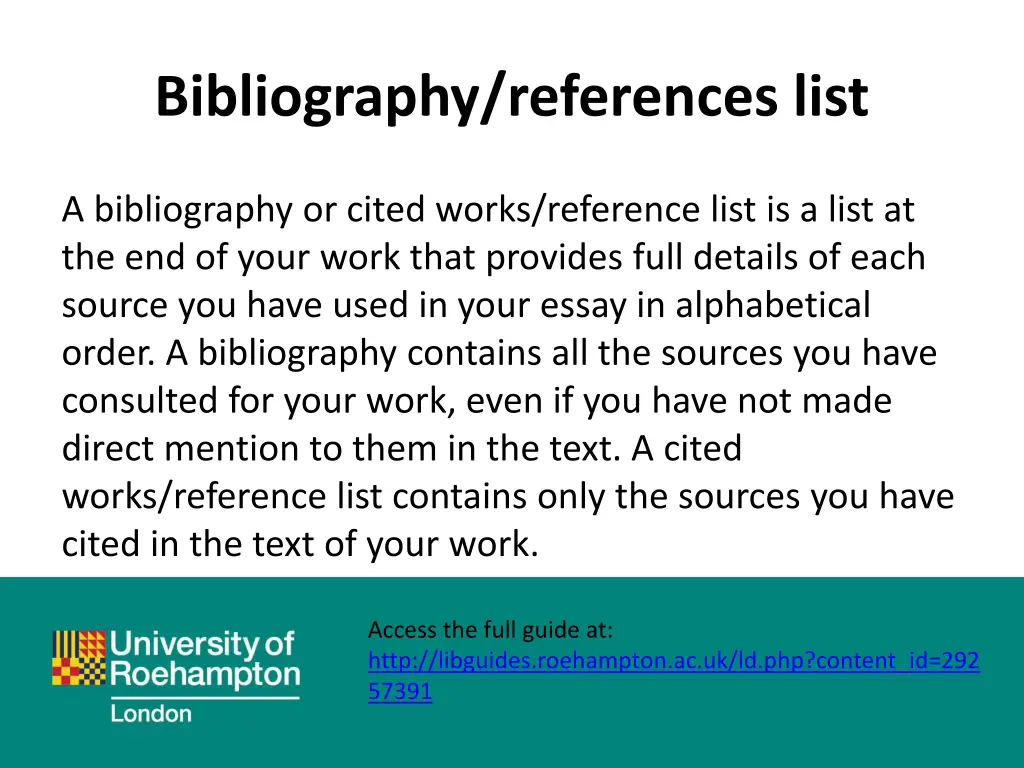 bibliography references list