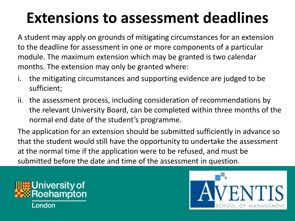 extensions to assessment deadlines