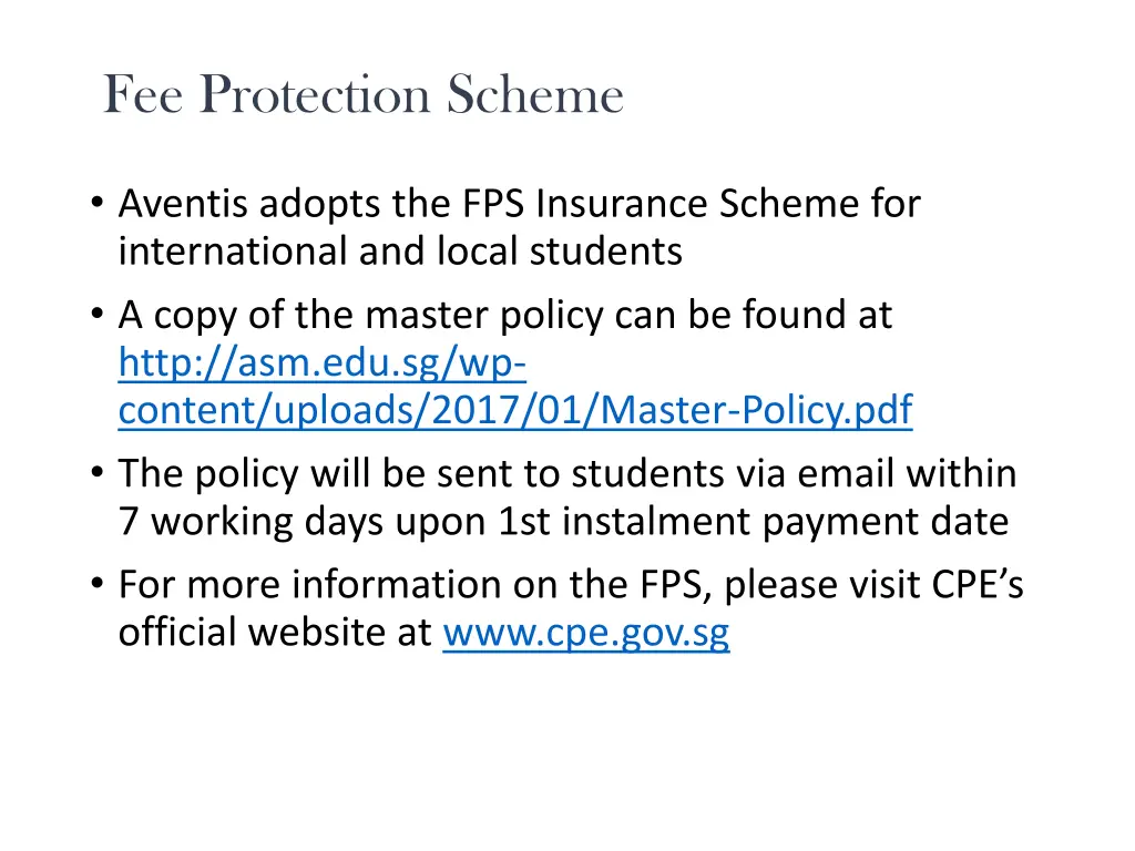 fee protection scheme