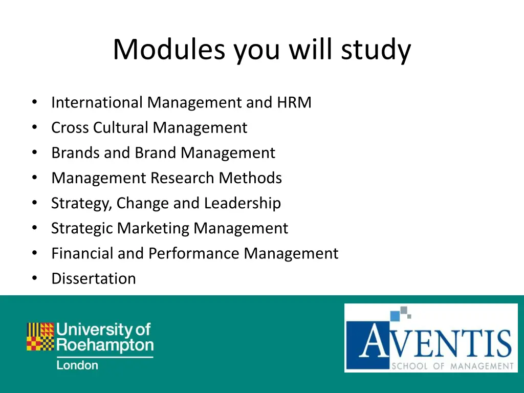 modules you will study