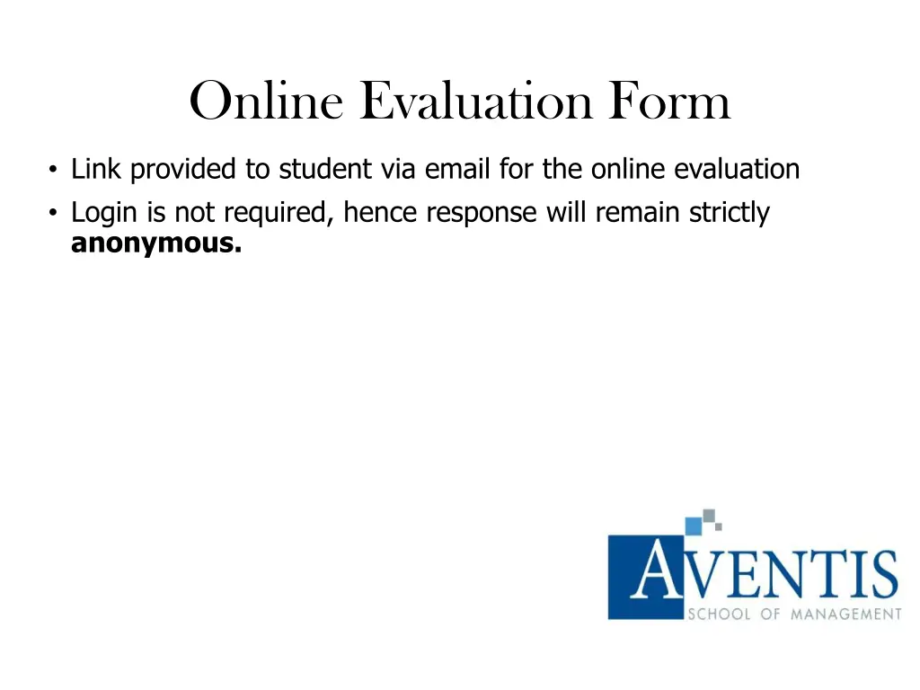 online evaluation form