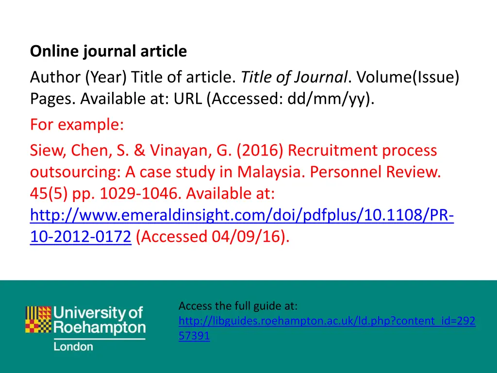 online journal article author year title