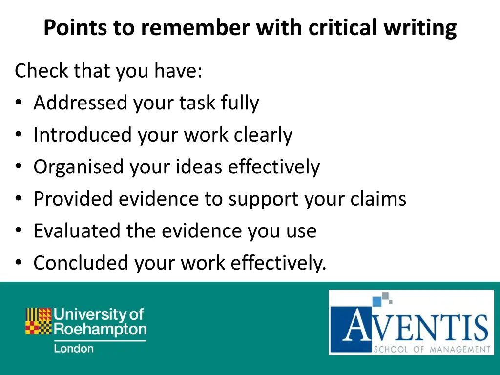 points to remember with critical writing