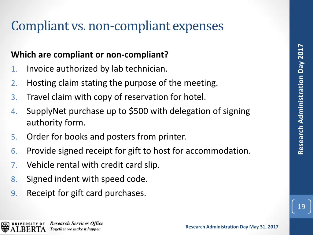 compliant vs non compliant expenses