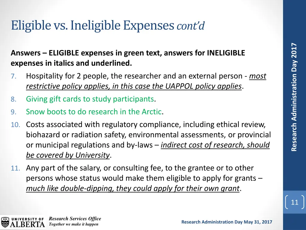 eligible vs ineligible expenses cont d 2