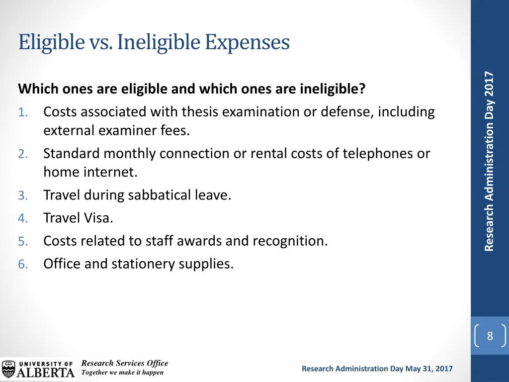 eligible vs ineligible expenses