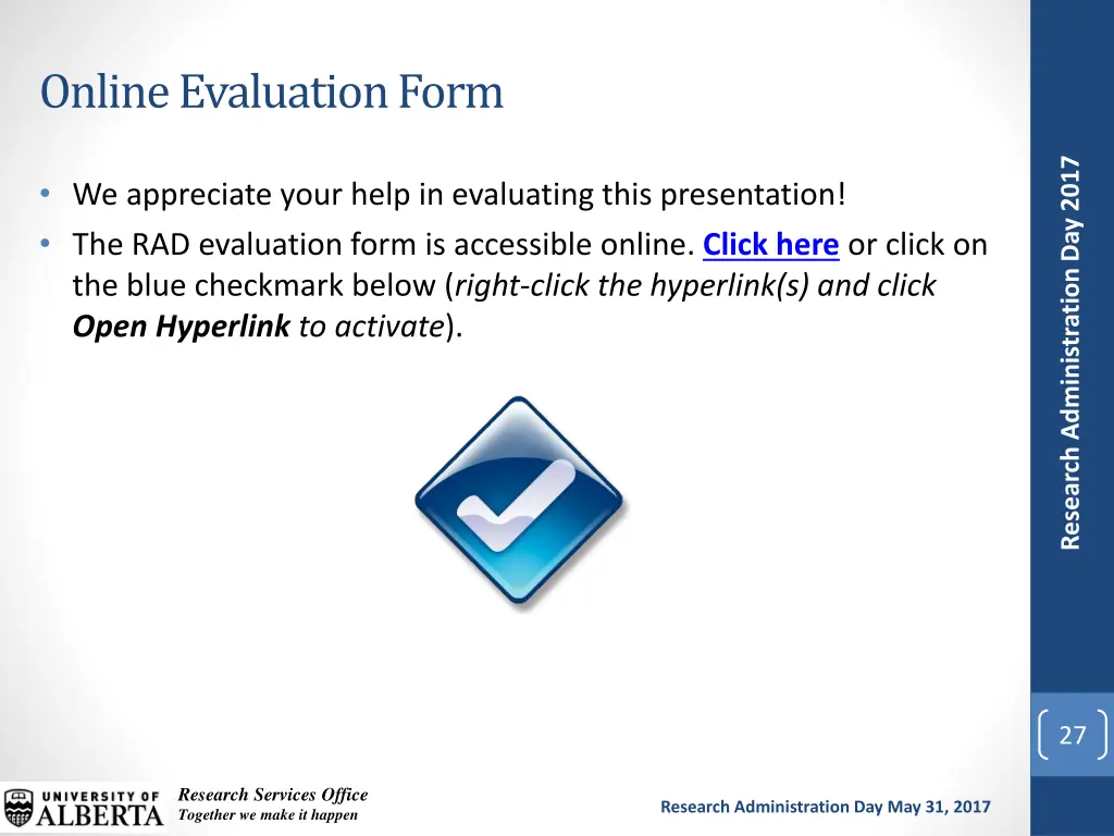 online evaluation form